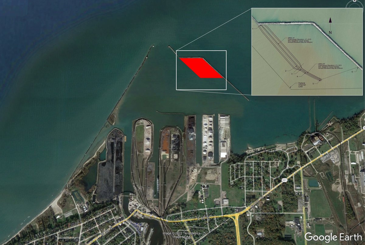 USACE_Buffalo's tweet photo. 🚨 BOATER SAFETY ALERT! 🚨 If you're on the water in Ashtabula, OH, remember there is a submerged stone wall along the inside of the harbor’s East Breakwater. For your safety, stay in the bounds of the federal navigation channel until you're outside the harbor. #WaterSafety https://t.co/AI99296P0v
