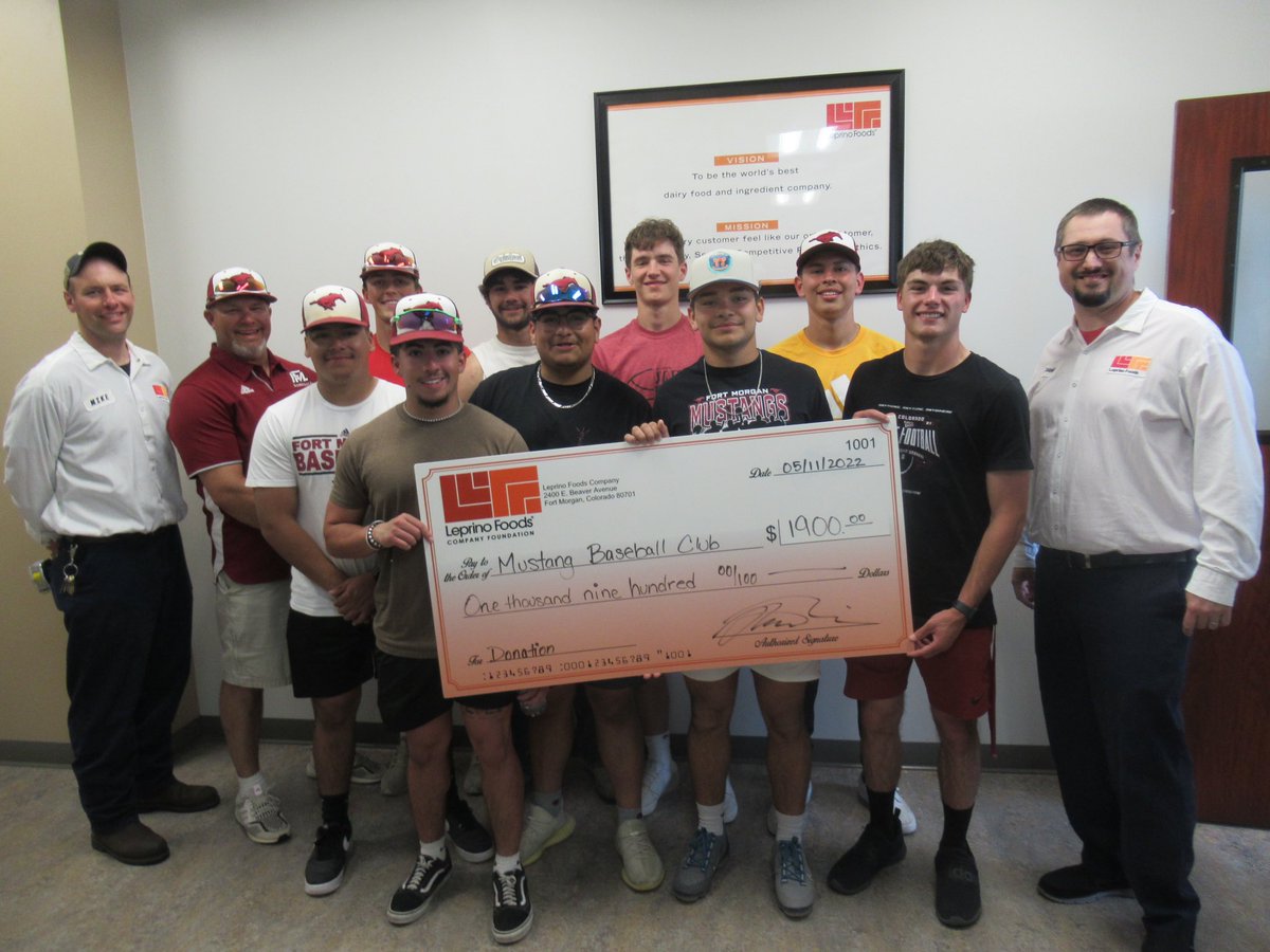 Thank you  <a href="/LeprinoFoodsCO/">Leprino Foods</a> Foundation for your generosity to our baseball program.  We appreciate the support of Morgan County Baseball