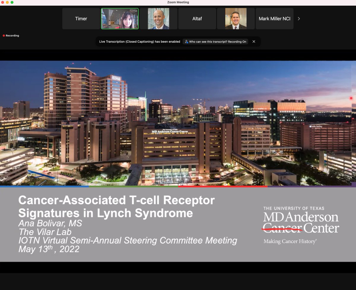 evilarsan's tweet photo. 📢 @AnaMBolivarA 🇨🇴presenting @ the 2022 Spring Steering Committee @IOTNmoonshot Her project defining TCRseq profiles in #LynchSyndrome #survivors #previvors @NCIprevention @NCICastle #ProudPI #WomenInSTEM #VilarLab https://t.co/c3ZOYVZeKF