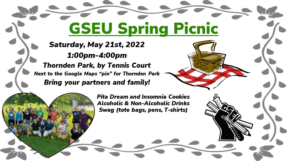 GSEUcolleges's tweet photo. Union picnic this weekend!
🗓️​Saturday, May 21
🕐1-4pm
📍Thornden Park in Syracuse - by the tennis courts, next to the Google Maps "pin" for Thornden Park
🥙Free food, drinks, and swag for GSEU members​ &amp; families https://t.co/yMn2fiZYWk