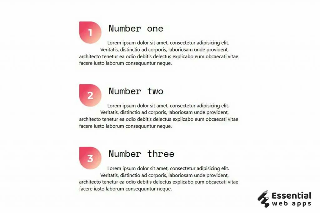 essentialwa's tweet photo. 🔗 https://t.co/naHU4ckqpv

💥CSS-only numbered lists with “drop” shapes
💥css list style type numeric

#FrontEnd #FrontEndDeveloper #html #CSS #CSS3 #javascript #reactJS #csslists #csscards #blogpost #CodeNewbie #uiuxdesign #animation #webdesign #carddesign #CodePen @essentialwa https://t.co/a5jUhVjD4E