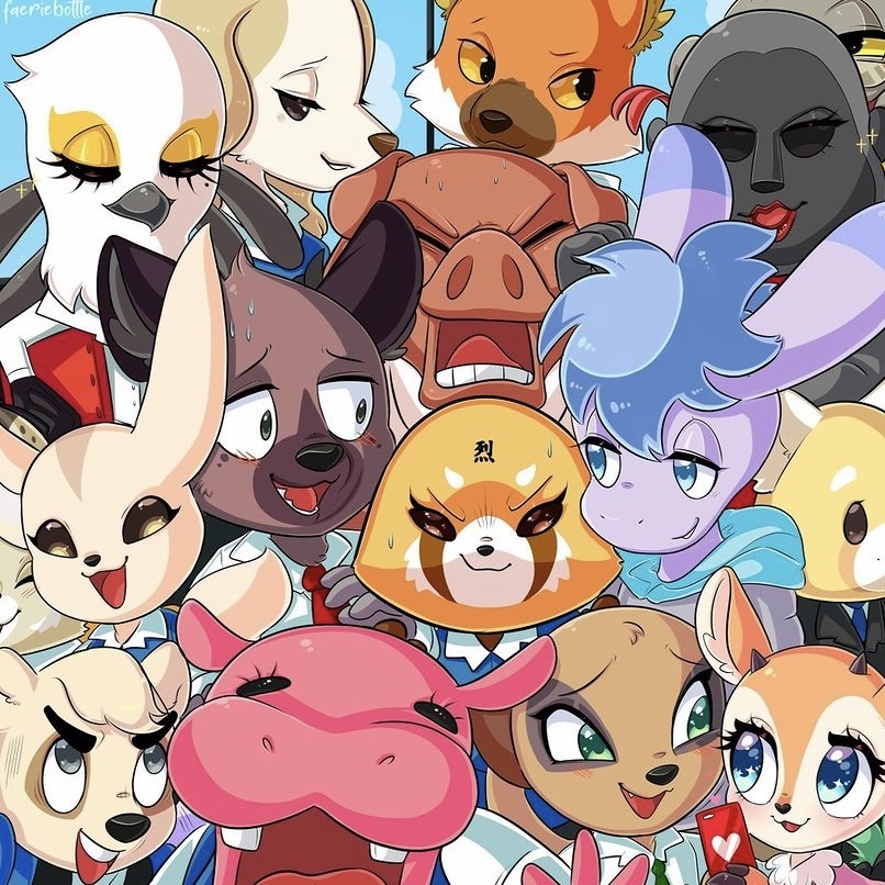 aggretsuko's tweet photo. Who is your favorite character? 🧡 #Aggretsuko fan art by @faeriebottle https://t.co/RYCRXgDdOb