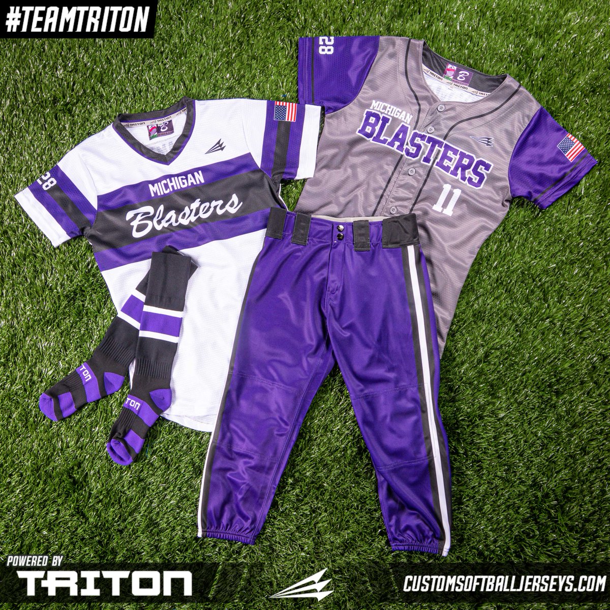 CustomSoftball's tweet photo. #Triton Package Deals make it easy to get the best value. Find a package or request a custom quote. https://t.co/Ds8CsnJH8Q
👥 Michigan Blasters
🏆 Package 9 (with added socks)
#teamtriton #customsoftballjerseys #softballjerseys #softballuniforms https://t.co/VRxd8ST3q3