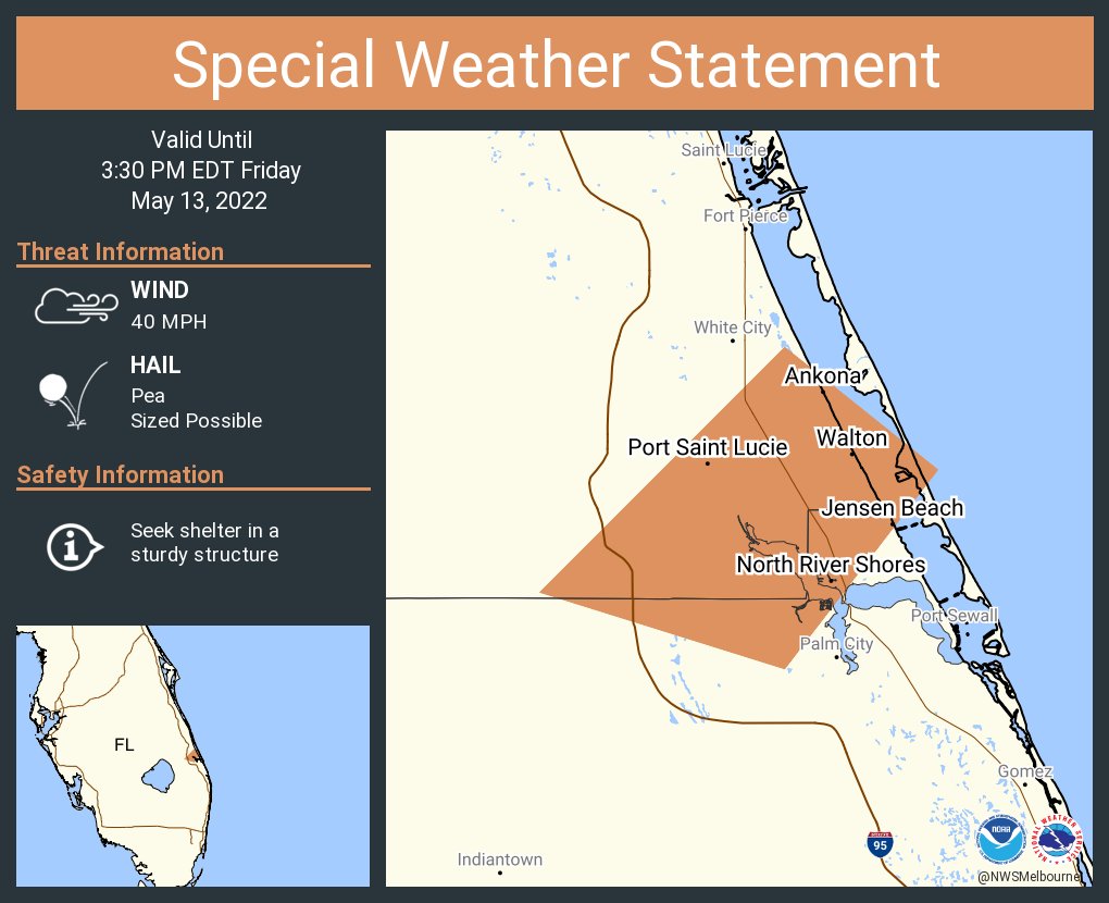 NWS Melbourne on Twitter "A special weather statement has been issued