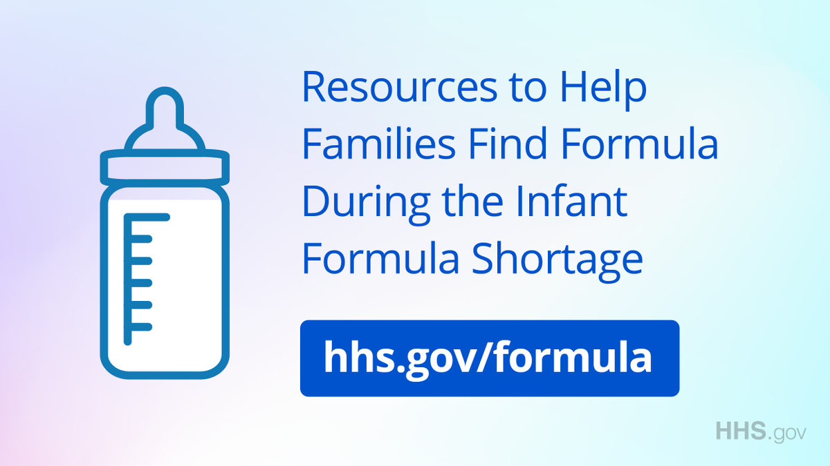 NH Families visit @HHSGov for resources to locate infant formula. Please follow public health guidance and contact your child’s health care provider for feeding recommendations, as homemade formula and other alternatives can have dangerous consequences. 