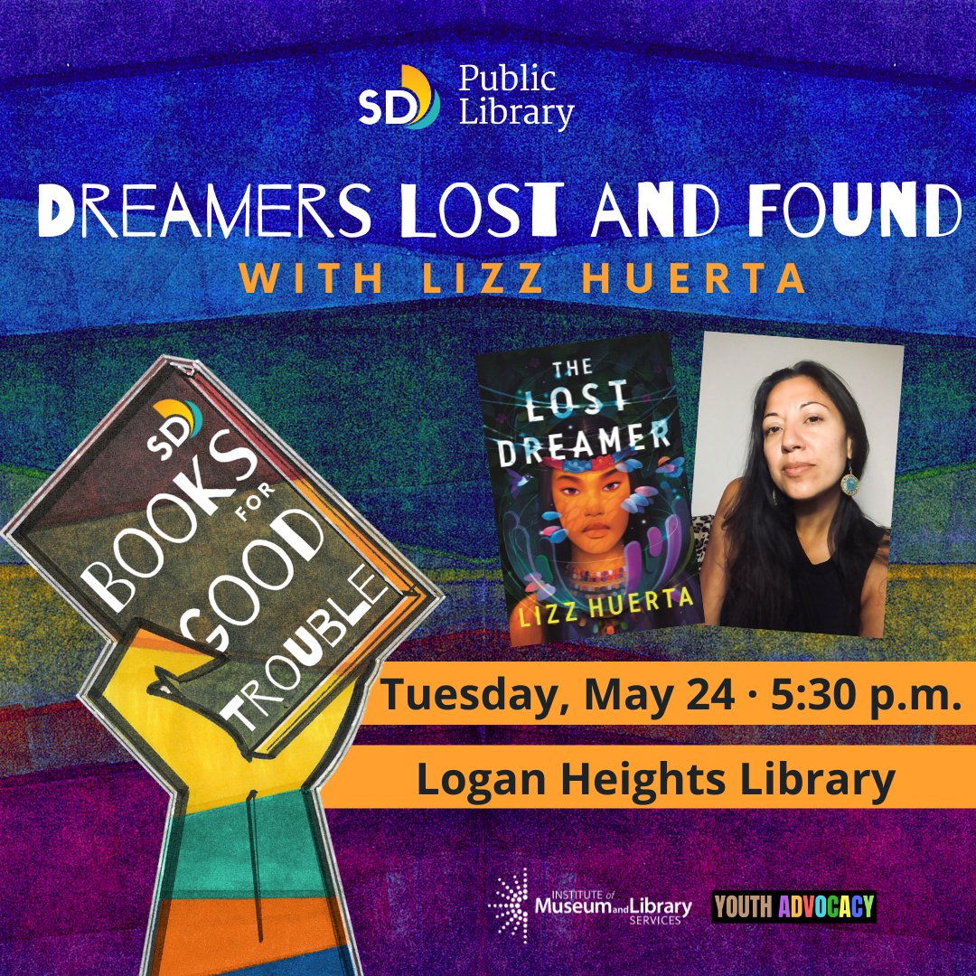 SDPublicLibrary's tweet photo. Join author @lizzhuerta at the #LoganHeightsLibrary Tuesday, May 24 as she discusses the feminist and Mesoamerican roots of her debut novel, "The Lost Dreamer." Attendees will receive a copy of "The Lost Dreamer," while supplies last. Register at: https://t.co/Rrmer9yYFM https://t.co/DmRen8AjPc