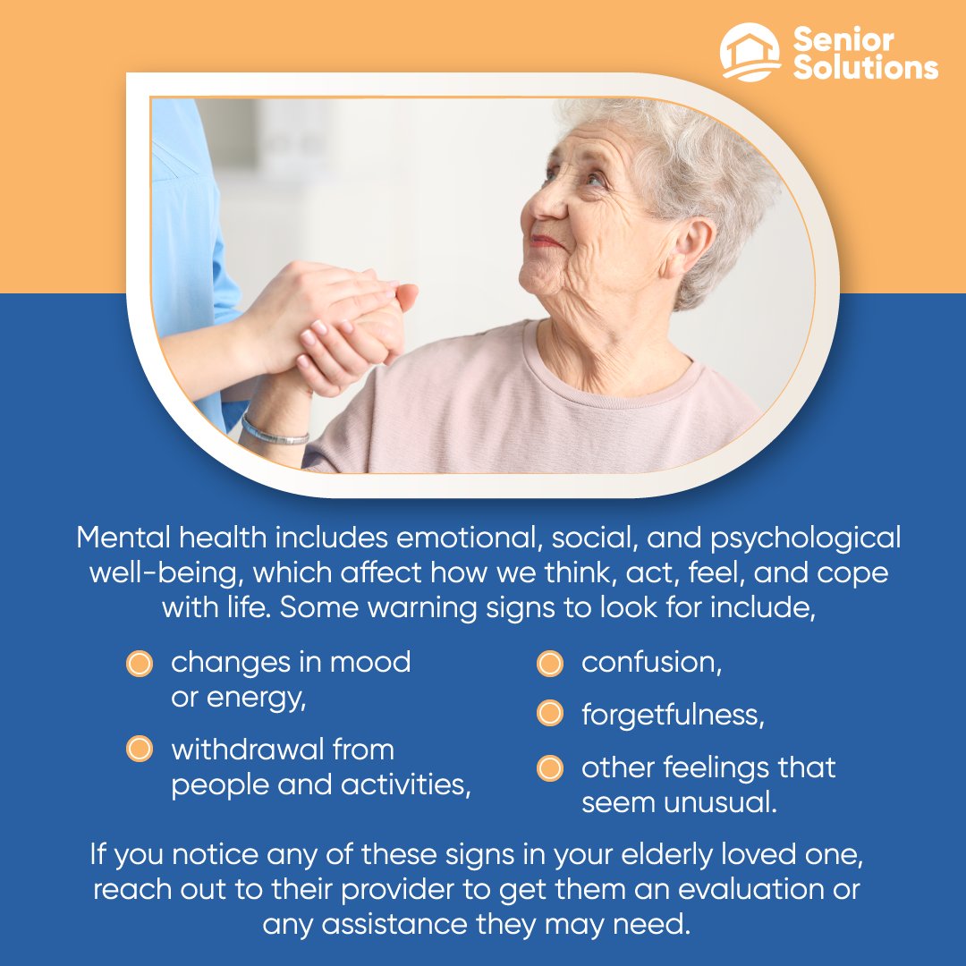 SSCares247's tweet photo. Mental health problems are not a normal part of the aging process, if you feel your aging loved one may be experiencing mental health issues, be sure to address and get the help they may need. https://t.co/tAe7GLbZZw