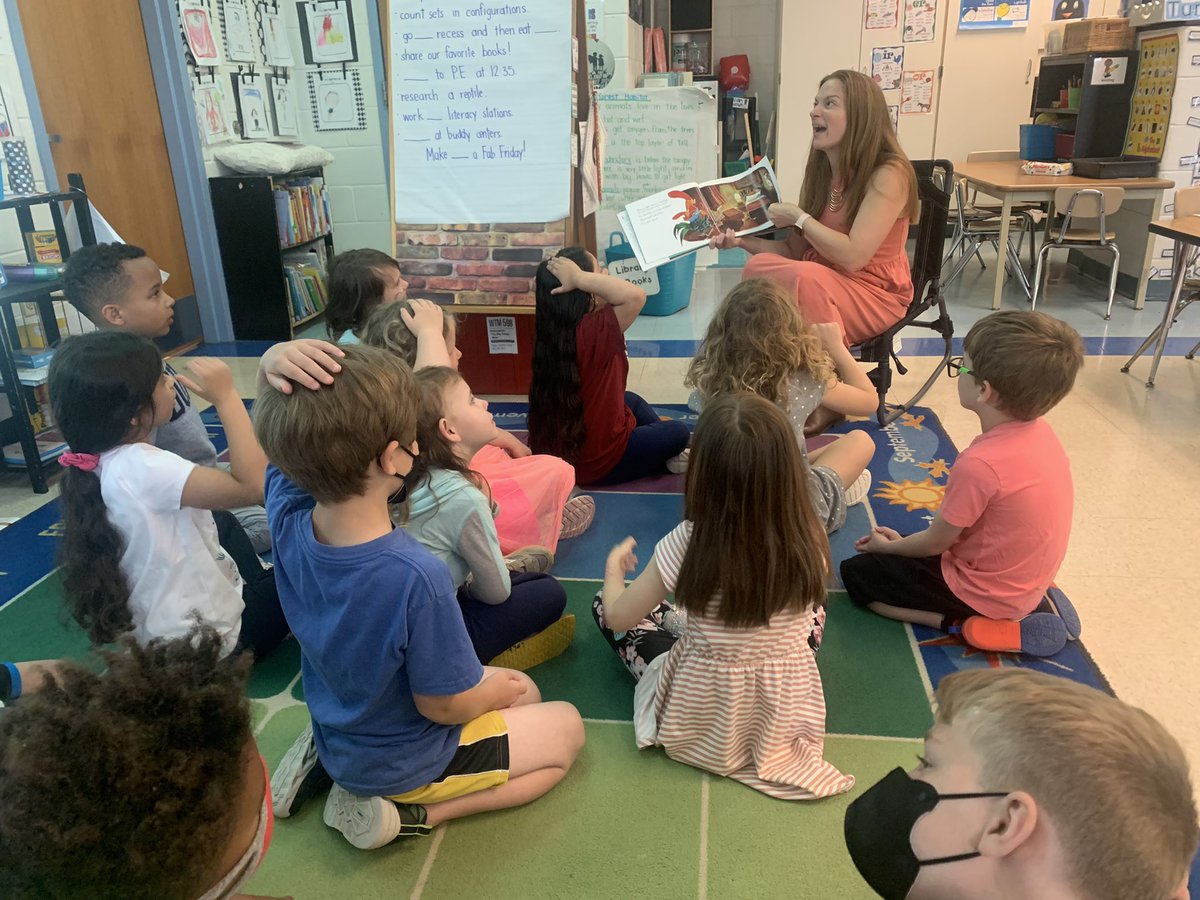 MrsKane722's tweet photo. B is for Book day!  Super silly stories from our awesome admin team! Thank you @FKESPrincipal and @MsBlasic_FKES! #kindergartenrocks #ilovefkes https://t.co/NFeJjN8O2Y