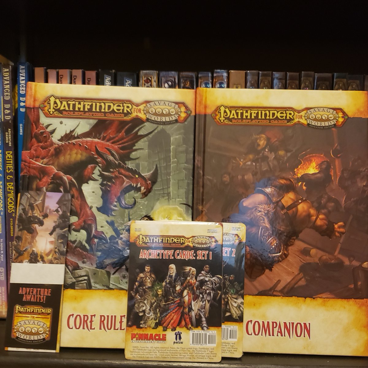 DaddyRolleda1's tweet photo. This arrived a few days ago! My friend contributed to the Kickstarter for my birthday back in Sept. I'm strongly considering switching my 21+ year 3E/3.5/PF1E campaign to this. Anybody else playing this? #ttrpg #pathinder #savageworlds #savgeworldsrpg #savagepathfinder https://t.co/JHv3YrSCfQ
