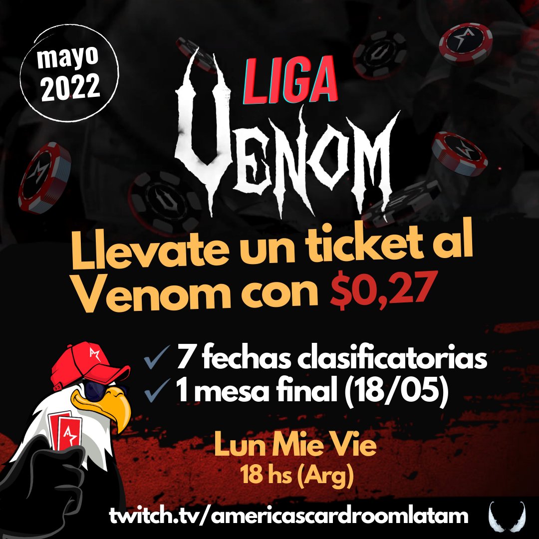 ProgressiveDre1's tweet photo. En un rato largamos la 6ta fecha de la Liga Venom! sumate a la transmisión!
https://t.co/5O2eddYxRo

Sorteo tkt de $16,50
seguir:
1) twitch: https://t.co/5V1TBZGeAV
2) IG: https://t.co/FmNDf35a0r
3) @AcrLatam
5) @ProgressiveDre1
6) Retweet
7) Comentá tu NICK y tag 2 amigos 🥳🦅 https://t.co/h0gicHw64r