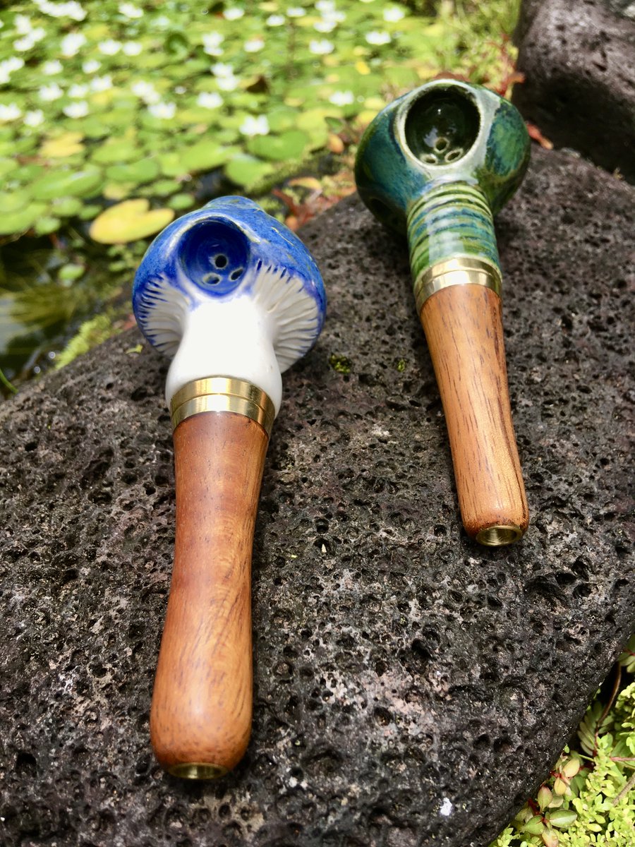 hipipefarm's tweet photo. Ending this week with more new hybrid pipes on our website. Feeling happy to have so many one-of-a-kine beauties for spreading Aloha! … including new lava and mushroom bowl pipes. Happy Aloha Friday Ya’ll! 🤙
#hipipefarm #coboocreations #bigislandmade #madeinhawaii  #classypipe https://t.co/06p1Li2dXM