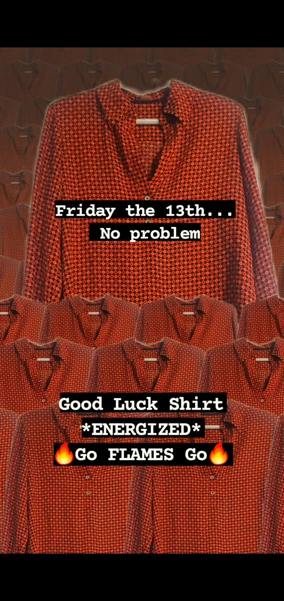 CTV_CAMILLA's tweet photo. Friday the 13th is our super power!
π₯π₯π₯GO FLAMES GOπ₯π₯π₯
#GoodLuckShirt READY!
GAME 6...
#Flames vs. #TexasHockey
#yyc #Calgary #NHL #playoffs #LessssGooooo #GoFlamesGo https://t.co/LR4xw8L4rT
