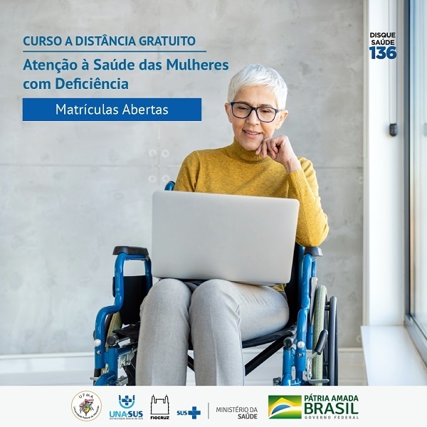 fiocruzbrasilia's tweet image. Profissionais de saúde, estudantes e interessados em qualificar o cuidado direcionado às Mulheres com Deficiência e Mobilidade Reduzida já podem se matricular no curso da @UFMAoficial, integrante da @UNASUS: atenção à saúde das mulheres com deficiência bit.ly/saudedasmulher…
