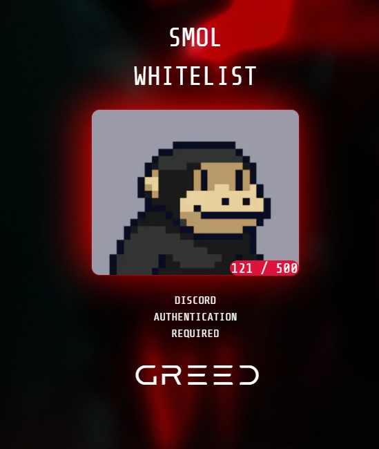 GREED_Nu's tweet photo. Over 100 Smols on the #GREEDLIST so far!๐
https://t.co/3aWyRW2ZU7 https://t.co/DRJPHUP6L6