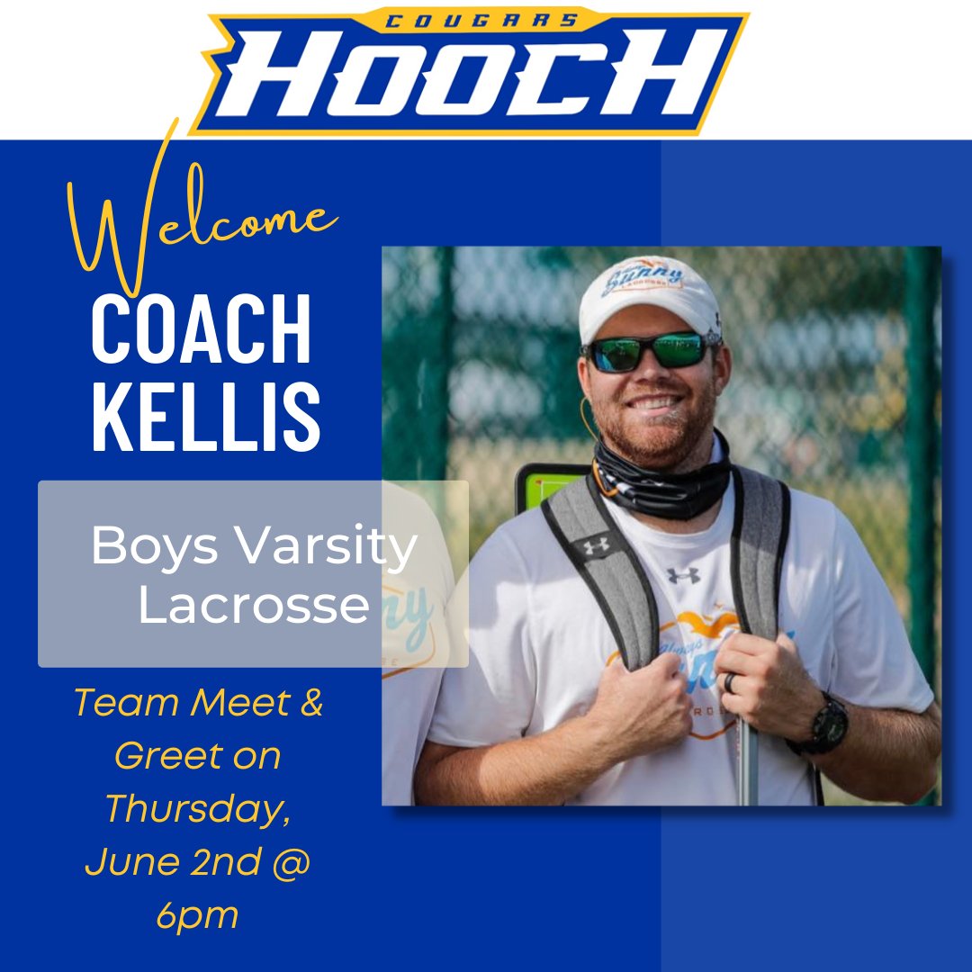 HoochHappenings's tweet photo. We would like to welcome Coach Nate Kellis to the Hooch Family!  Nate will be joining our staff next school year and, in addition, taking on the role of head Boys Lacrosse coach.  There will be a parent and player meet &amp; greet on June 2nd.  Look for more details to come. https://t.co/KCFAkBmE3x