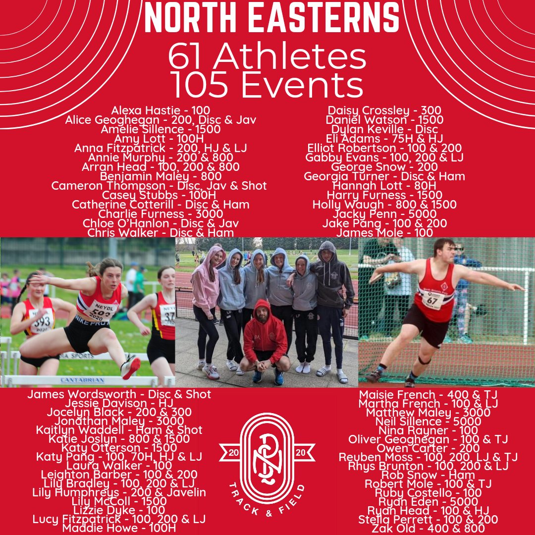TrackField_NSP's tweet photo. North Eastern Championship Weekend 

Good Luck to the 61 Athletes, who are covering 105 Events across the weekend. Enjoy!

#NSPonTrack https://t.co/lHuegMIZyw