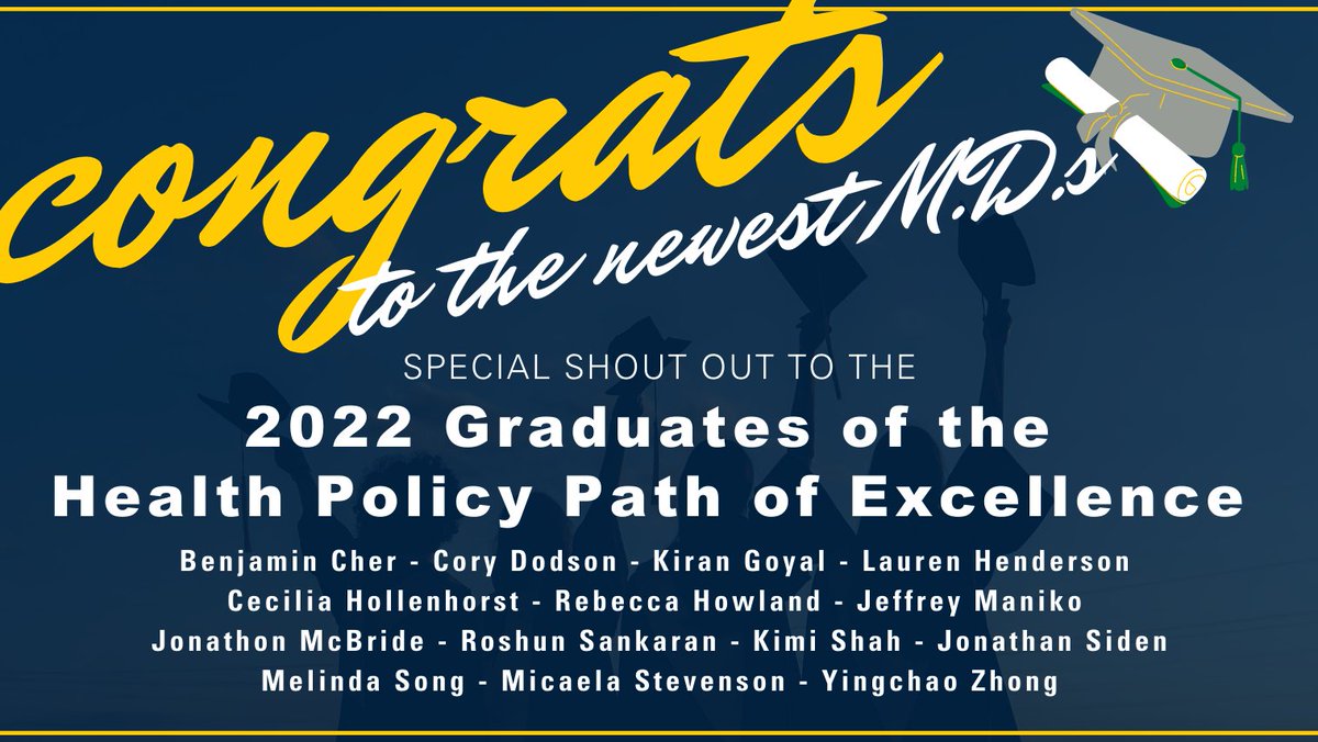 UM_IHPI's tweet photo. Congrats to all of the @UMichMedAdmiss #medstudents graduating today! Special shout out to the 2022 grads of the #HealthPolicy Path of Excellence, which we are proud to sponsor! We can't wait to see what they'll accomplish in the years ahead. #GoBlueMD 🎓💙💛 https://t.co/zQS09k2za6