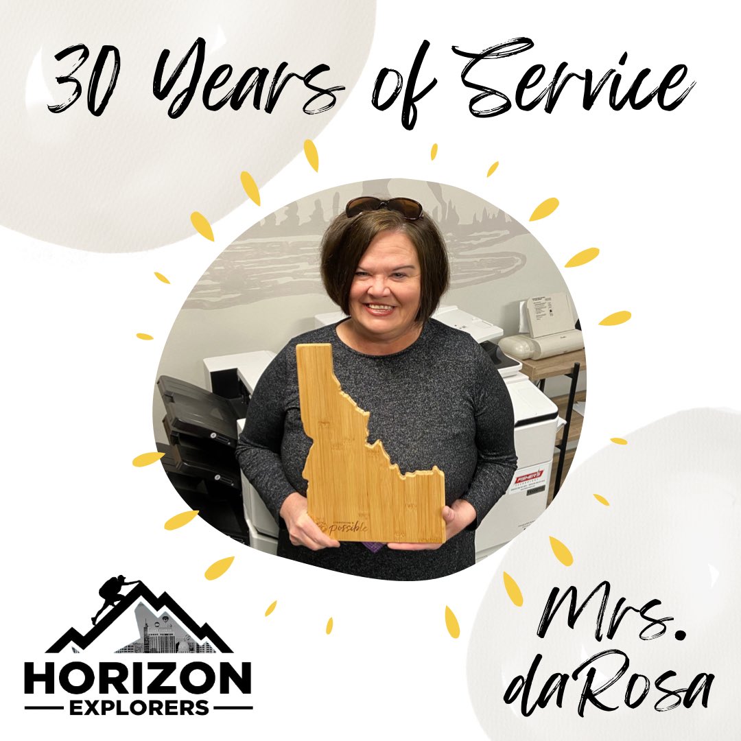 HorizonBSD's tweet image. Congrats to Mrs. daRosa on 30 years of dedicated service to her students &amp;amp; colleagues in the Boise School District! 🍎

Her hard work &amp;amp; contributions are not overlooked. We are so grateful that she is a part of Horizon! 🏔

#30yearsofservice #BSDpride #HorizonExplorersBSD