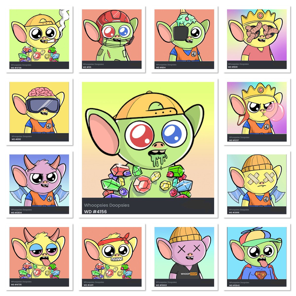 YaboycolbyTV's tweet photo. @WDoopsies @otherguydoteth @chris_rj_black π§Ή floor with these 13 #WhoopsiesDoopsies π₯π₯ had to secure the #Turtleschool fit from #dragonball and then some Gems. Gems always look nice πππ¦π π #NFTCollection #NFTs #OpenSeaNFT they need a community as strong as @ThePlagueNFT https://t.co/OEcOCHJCVo