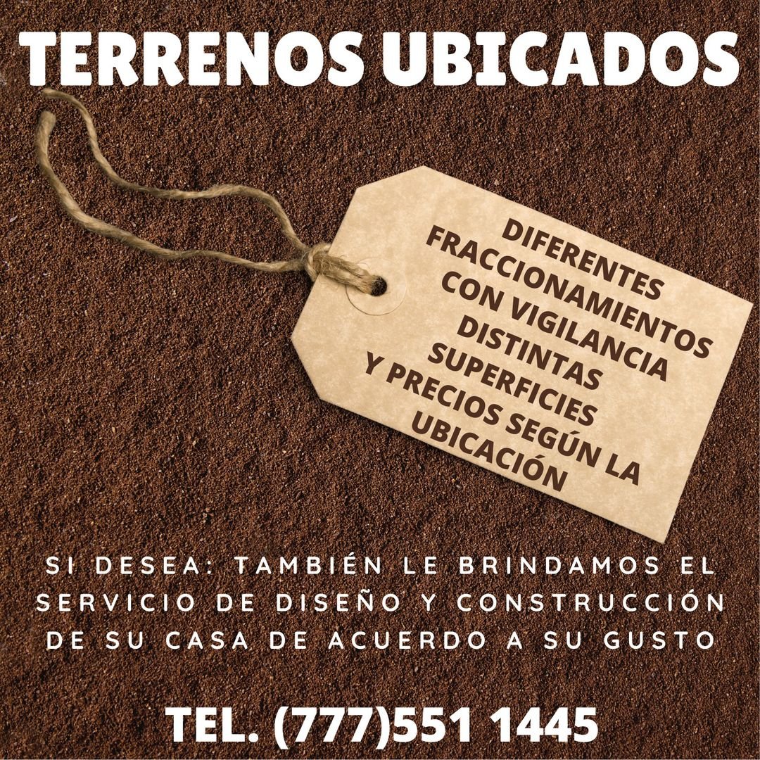 ComproyVendoMor's tweet photo. ⚠️⚠️⚠️ TERRENOS UBICADOS ⚠️⚠️⚠️
DIFERENTES FRACCIONAMIENTOS CON VIGILANCIA‼️
DISTINTAS SUPERFICIES Y PRECIOS SEGÚN LA UBICACIÓN‼️
➡️ SI DESEA: TAMBIÉN LE BRINDAMOS EL SERVICIO DE DISEÑO Y CONSTRUCCIÓN DE SU CASA DE ACUERDO A SU GUSTO ✅
TEL. 📲 (777)551 1445. https://t.co/pR8YOwFG4o