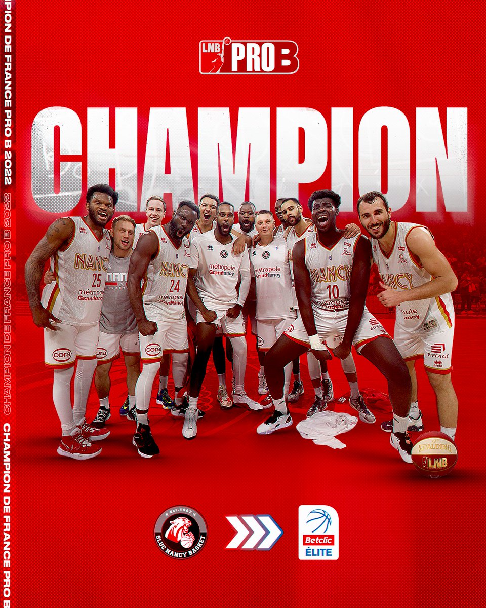 Betclic_ELITE's tweet image. 🏆 𝐍𝐀𝐍𝐂𝐘 𝐂𝐇𝐀𝐌𝐏𝐈𝐎𝐍 𝐃𝐄 𝐅𝐑𝐀𝐍𝐂𝐄 𝐃𝐄 𝐏𝐑𝐎𝐁 🏆

🇫🇷 Club historique du basket français, le @SLUCbasketNancy fera son retour en #BetclicELITE la saison prochaine 🔥