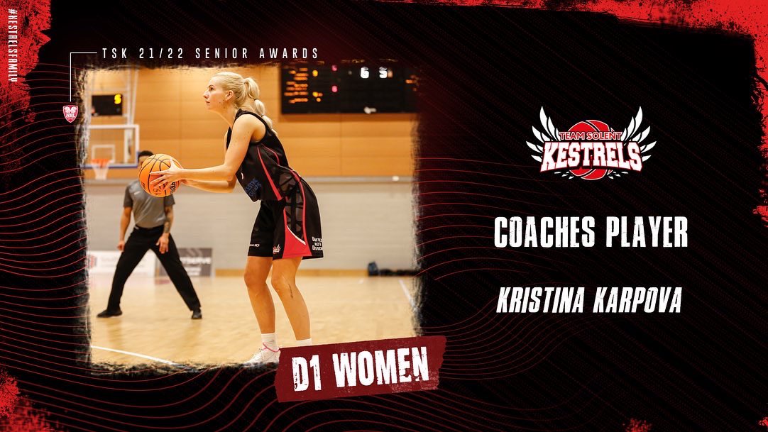 SolentKestrels's tweet photo. TSK D1 Women Club Awards

Congratulations to our D1 Women’s end of season award winners.

MVP - Kriszti Velkey-Cleeve
Players Player - Molly Danielson
Coaches Player - Kristina Karpova
Fans Player - Faye Endean

#KestrelsFamily #EndOfSeasonAwards https://t.co/fsrKnuTdDH