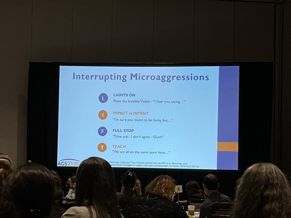GraceInvaders's tweet photo. What a fantastic way to round up the day at #AGS22: learning how to intervene in microagressions using LIFT and the 4Ds with @JasT_PhD  Hopefully we all leave as upstanders, ready to uplift and empower ✨👏🏻 @AmerGeriatrics https://t.co/9l0GAI27I6