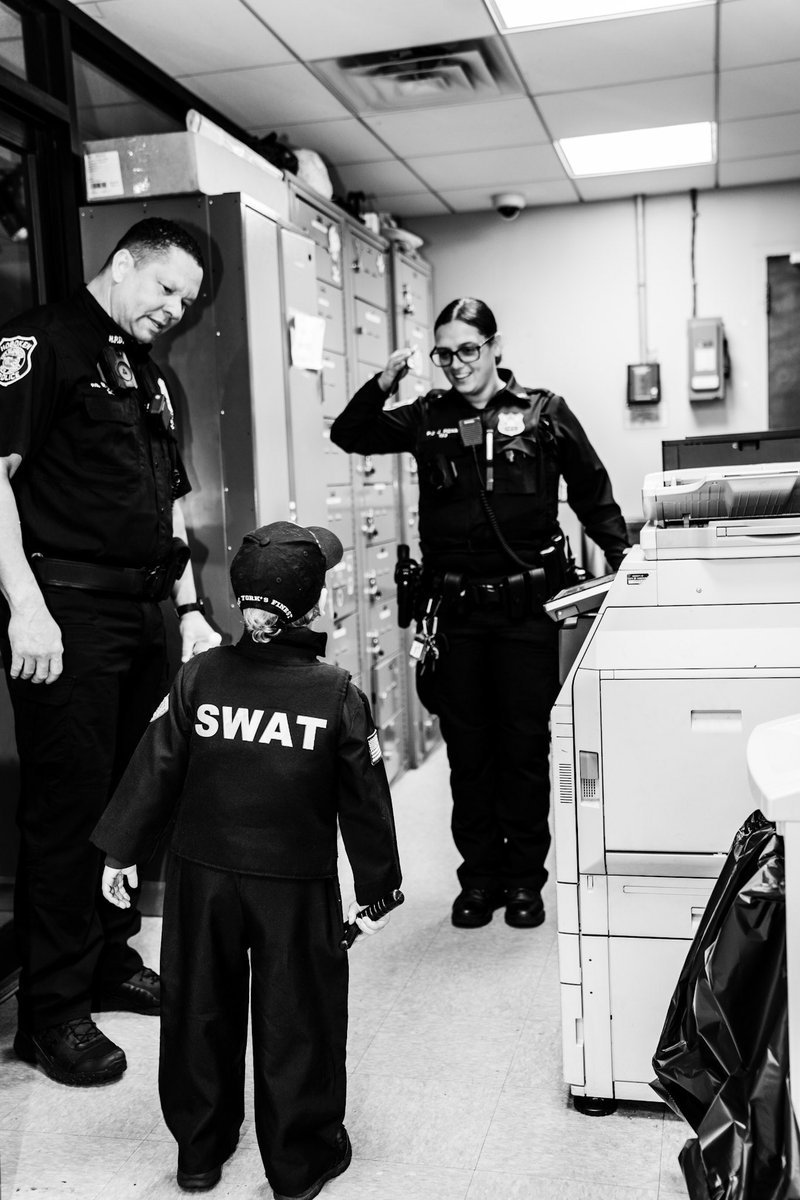 HobokenPD's tweet photo. We have a huge announcement! Chief Aguiar has temporarily been relieved of his duties (sort of). He was replaced today, and only for today, by young Chief Adrian Romano! @CityofHoboken @KenFerrante https://t.co/jfwGrhAue8