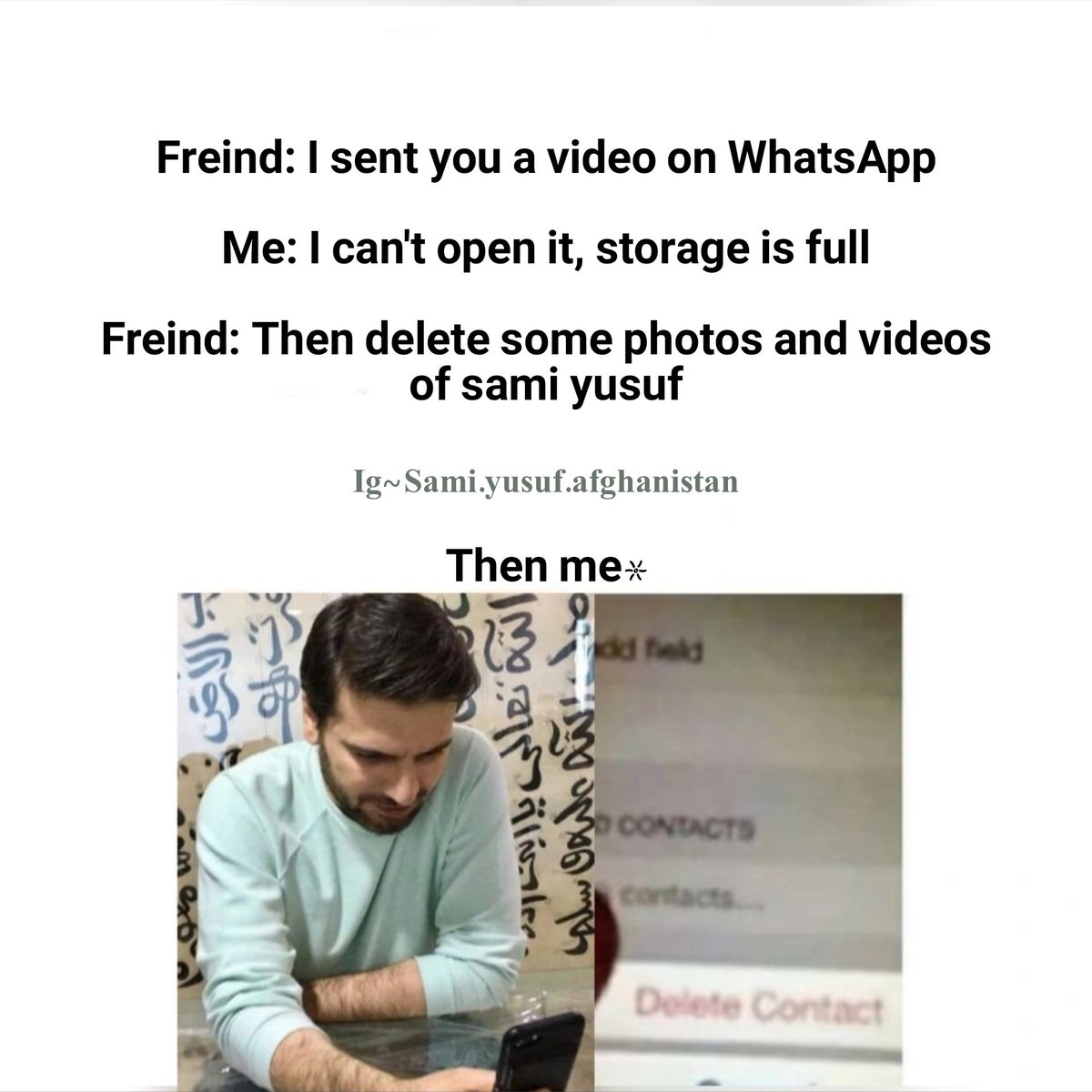 Samiyusufafg's tweet photo. Based on a true story...
#samiyusuf #syfan https://t.co/8qj5E561xd