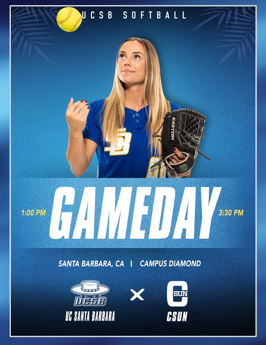 UCSBSoftball's tweet photo. Come out to Campus Diamond to support your Gauchos as they play their final series of the season! First pitch is at 1pm! 🥎

 🆚: @CSUNSoftball 
⏰: 1:00/3:30pm
📍: Campus Diamond 
📺: https://t.co/l8Pe7OkH4j
📊Game 1: https://t.co/VuDoC668p3
📊Game 2: https://t.co/MzsU4sNELt https://t.co/CZ74jebj4H