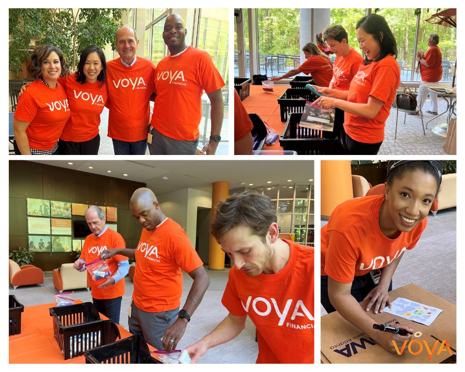 Voya's tweet photo. Chairman and CEO Rod Martin and other Voya executives join employees putting together hygiene kits for @_MealsOnWheels. #VoyaDifference #NationalDaysofService https://t.co/B6B6pJadoq