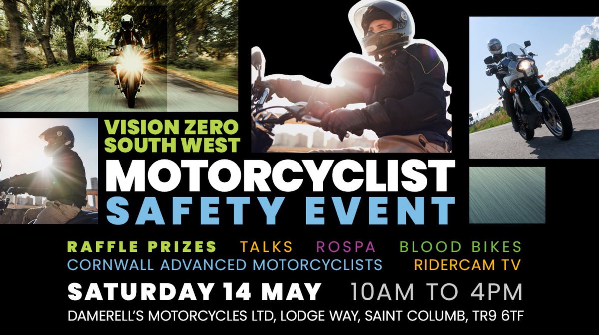 🏍️ Motorcyclists are invited to a free drop-in event on Saturday, May 14, at Damerell's Motorcycles in Indian Queens between 10am and 4pm.

Members of advanced motorcycle training groups, <a href="/VisionZeroSW/">Vision Zero South West</a>, <a href="/DC_Police/">Devon & Cornwall Police</a>, and <a href="/CornwallFRS/">Cornwall Fire and Rescue Service</a> will be offering bike maintenance advice.