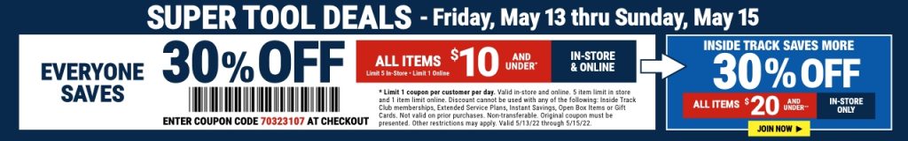 LuellevaoJob's tweet photo. Harbor Freight Super Tool Deals May 13 - May 15, 2022 3 Day Sale - https://t.co/cVznU1Yavr https://t.co/oRVlttUsOZ