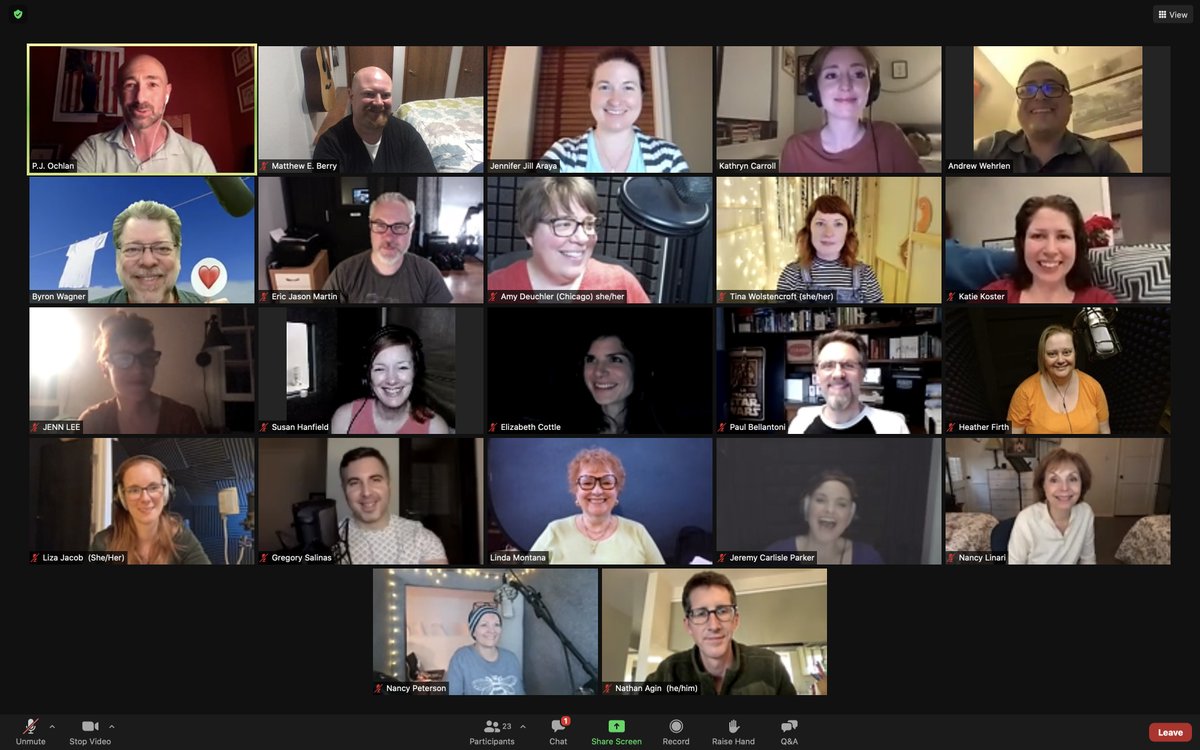 Such a great time last night with the great <a href="/pjochlan/">P.J. Ochlan</a>  and Kathryn Carroll from <a href="/HachetteAudio/">Hachette Audio</a>! All of my classmates knocked it out of the park! Thanks, <a href="/DeyanInstitute/">Deyan Institute</a> for this terrific MasterClass series! #audiobooks #narratorslife #narrators
