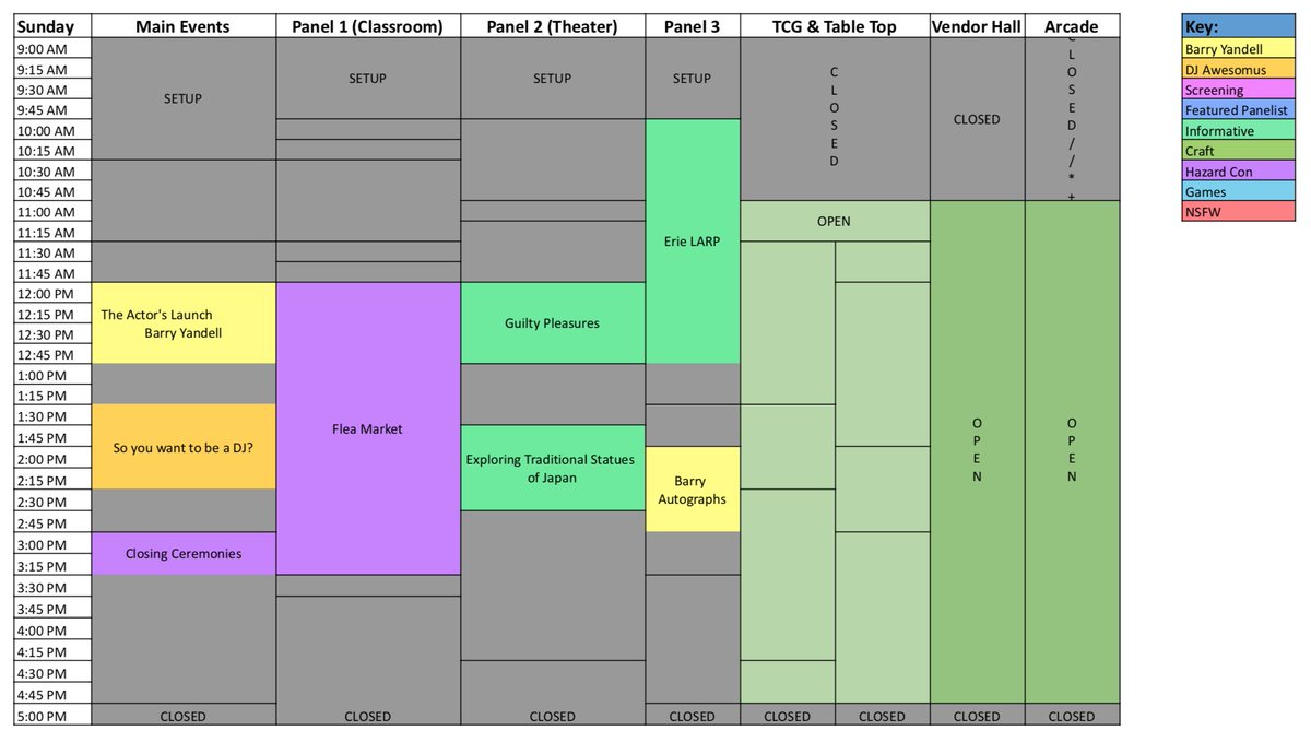 Hazard_Con's tweet photo. Updated Schedule! https://t.co/BeZAtQmZVF