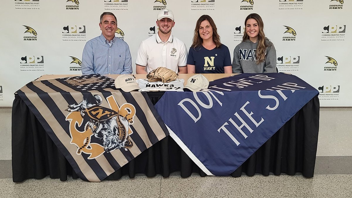TierReport's tweet photo. Aidan Chamberlin of Corning signs to play baseball at Navy. Look for full story and pics this weekend. @CorningHawks  @CPPBaseball @ChamberlinAidan https://t.co/9qrxdhX3PM