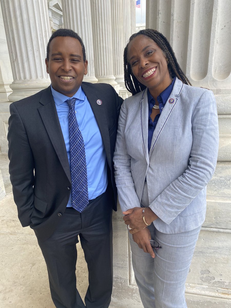 StaceyPlaskett's tweet photo. Happy Birthday to us!!! Happy birthday baby twin brother @RepJoeNeguse different decades, same birth date, same birth day (both May Friday the 13th) same love of country, community, family, the law and justice!! #taurusrule #wereloyalnotstubborn #headstrongheartright https://t.co/4XtfmMmMIJ