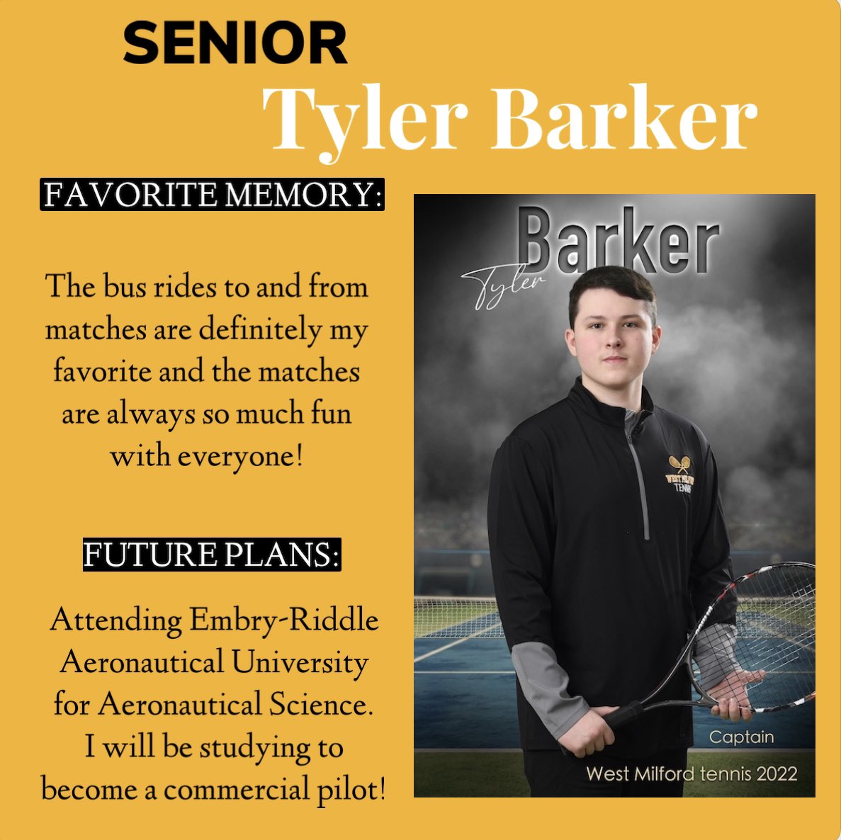 Our Senior Spotlight today is 2nd Singles and Captain Tyler Barker! 🎾