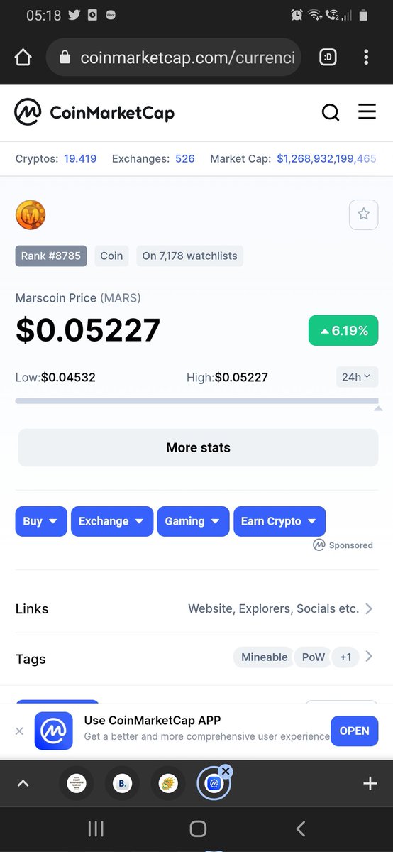 JakaAzman3's tweet photo. #Marscoin proofes it's quality while resisting the crypto market crash! #MarscoinArmy #dogearmy #doge #cryptocurrency #CryptoNews #SpaceX #ElonMusk #BTC #Dubai #Binance #KuCoin #MEXC @elonmusk @cz_binance @novalis78 @robert_zubrin @TheMarsSociety @ByteFederal @marscoinorg https://t.co/shjot8PzLP