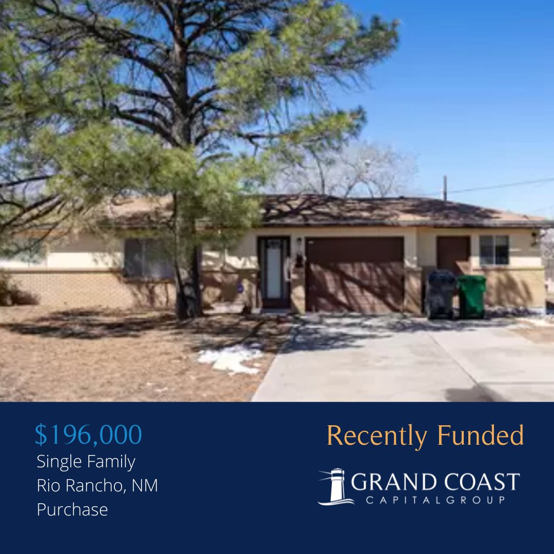 GrandCoast's tweet photo. This #RecentlyFunded project for our repeat borrower was a pleasure! 🤝
Just outside of Albuquerque is a stable market, with many large employers such as Intel, FB, and Amazon close by. Homes don't generally stay on the market more than 60 days! What a great opportunity! 😱 🤩 https://t.co/16BMjoTgfI