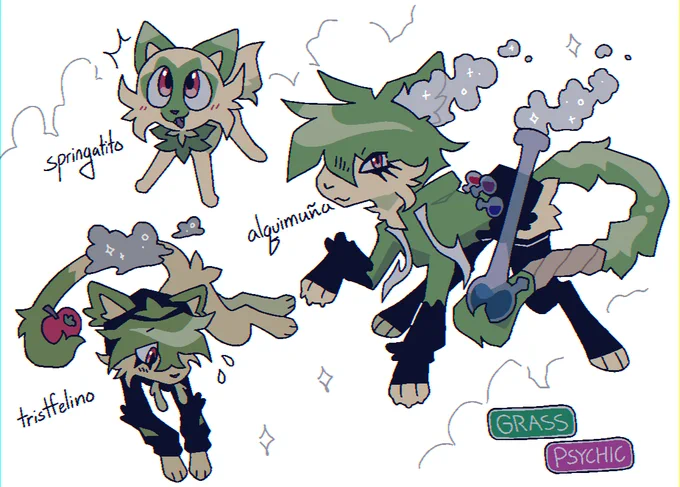 Oh and iim also auctioning off my sprigatito fake evo line today ^^ (Tristfelino and Alquimuna)

⍟ SB $40
⍟ MI $5
⍟ Auction ends noon pst 5/14

Again winner receives all pieces w/ the oc + original .clip files :3
See below to bid! &amp; keep bids in a chain! 