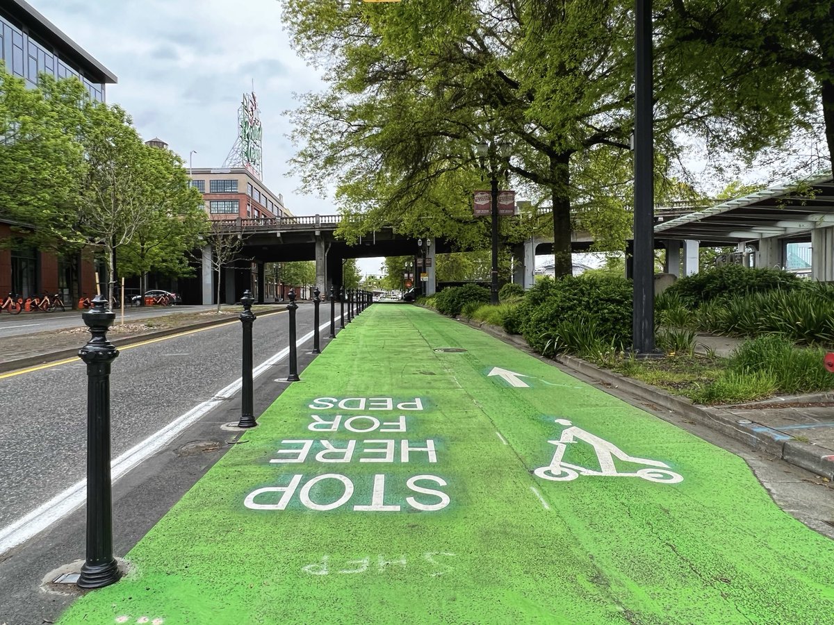 Qagggy's tweet photo. Something I never thought I would see in America: a row of steel fuckin’ bollards on a bike lane. https://t.co/FkdTLiX9GN