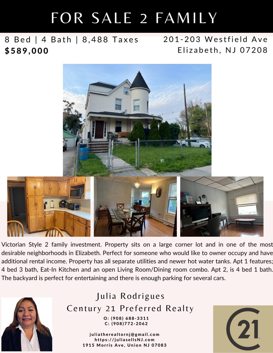 JuliaRealtor2's tweet photo. Open House Saturday 14 and Sunday 15 from 1-4pm. Multi family house with Parking in the heart of Elizabeth https://t.co/ZqQij9bfO0