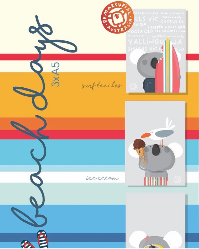 bemarsupial's tweet image. New prints: BEACH DAYS -  3 A5 prints #nursery #designforchildren #australiaprints