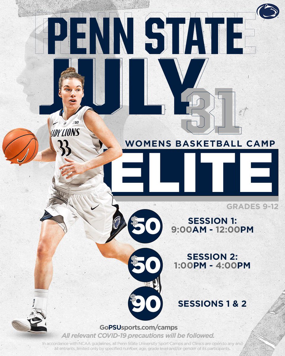 PennStateWBB's tweet photo. Camp time! Just ✌️ months away! Claim your spot! 

➡️ https://t.co/zVew5WGtIY

#WeAre https://t.co/v3RGFH1zTT