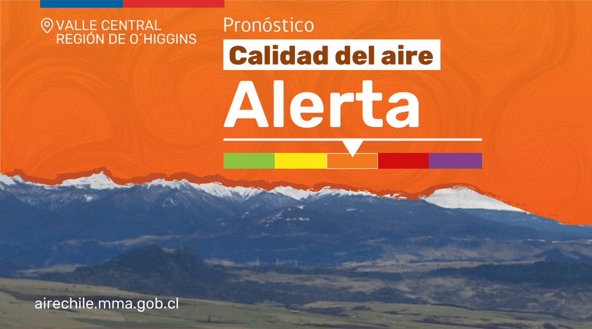 SeremiMA6's tweet photo. 🚨¡ATENCIÓN! 🚨📢Se declara Alerta Ambiental para este sábado 14 de mayo en las 17 comunas de la zona saturada del Valle Central de O´Higgins. ⏰La medida rige desde las 00:00hrs y 24:00 hrs. 

Las medidas son (Abro hilo)👇 https://t.co/onaHw1RUSy