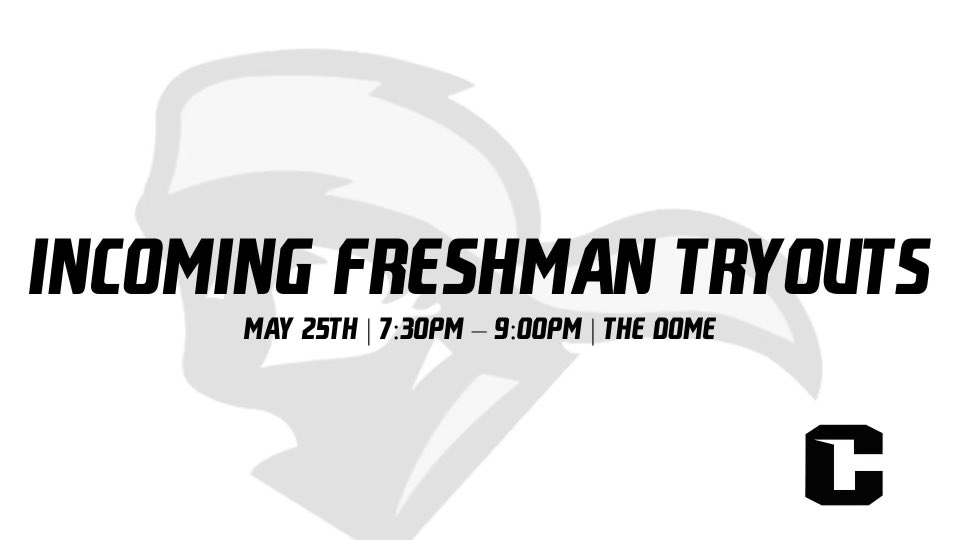 Tryouts for any upcoming freshman will be on May 25 7:30-9. Make sure you have a physical turned in. If you have any questions email Coach Connell at connellc@wcde.org.