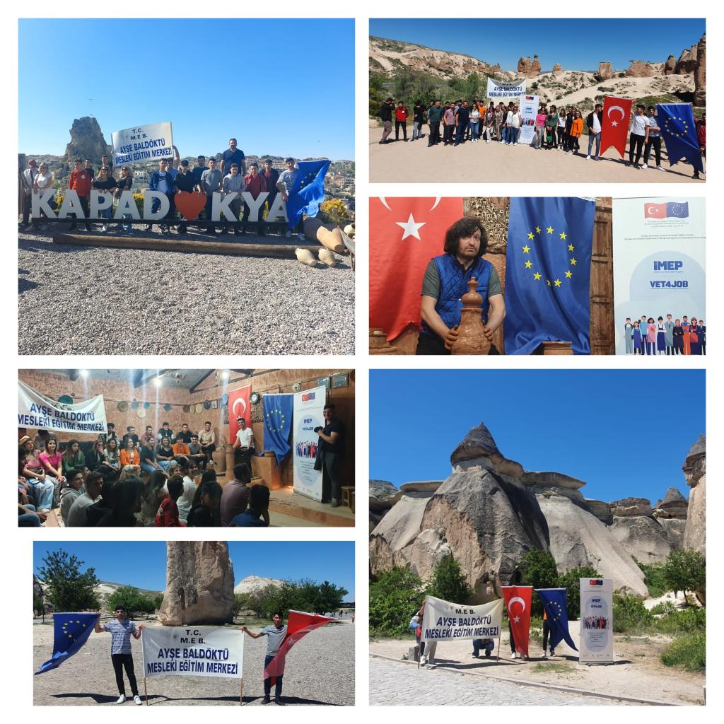 IMEP_VET4JOB's tweet photo. Ayşe Baldöldü Mesleki Eğitim Merkezi öğrencileri #İMEP sosyal uyum etkinlikleri kapsamında Kapadokya gezisi gerçekleştirerek unutulmaz bir gün geçirdi. #GeleceğinUstaları @IMEP_VET4JOB @EUDelegationTur @tcmeb #TESK @expertisefrance #Eduser https://t.co/jO6Ix6q2TT