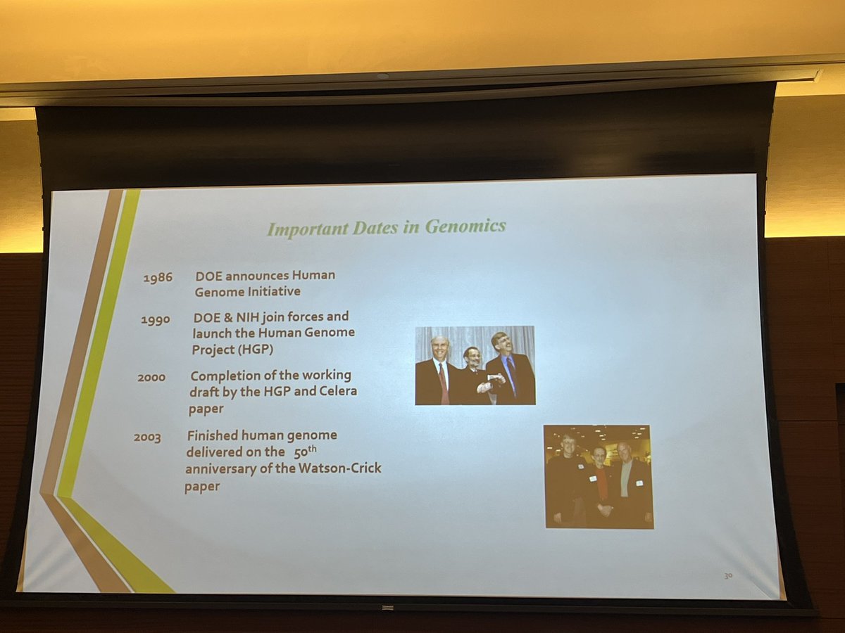 FlavioRochaMD's tweet photo. Fantastic historical lecture by Dr. Ari Patrinos on the origin and evolution of the Human Genome Project at #C2T2. Had no idea it started in the Department of Energy as an effort to study the effects of ☢️ on 🧬 https://t.co/8W0FqUYbuw