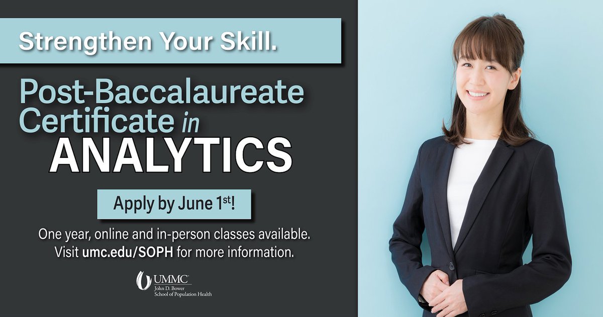 Post-Baccalaureate Certificate in Analytics - applications due June 1st! 

APPLY TODAY: wd5-student.myworkdaysite.com/ummc/ummc_stud…
